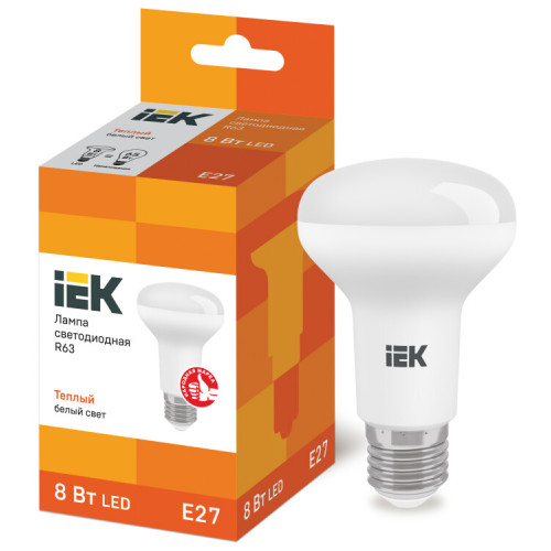 Лампа светодиодная LED 8Вт Е27 220В 3000К R63 рефлектор | LLE-R63-8-230-30-E27 | IEK
