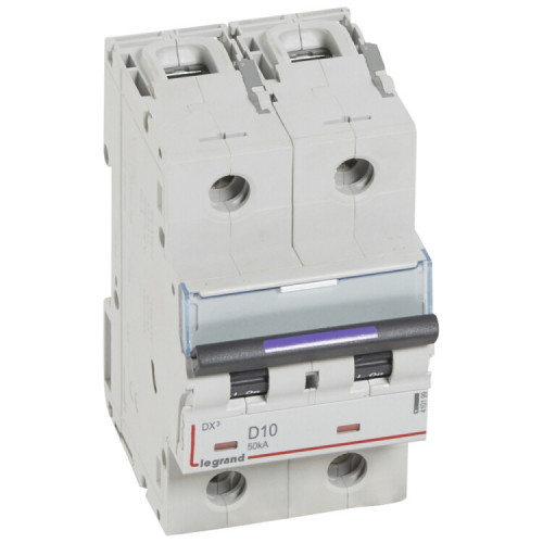 Выключатель автоматический двухполюсный DX3 10А D 50кА (3 мод) | 410199 | Legrand