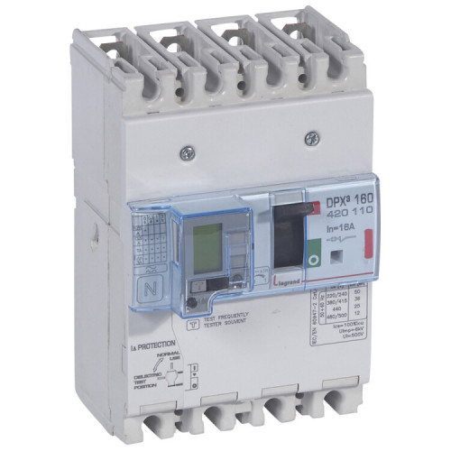 Автоматический выключатель DPX3 160 - термомагн. расц. - с диф. защ. - 36 кА - 400 В~ - 4П - 16 А | 420110 | Legrand