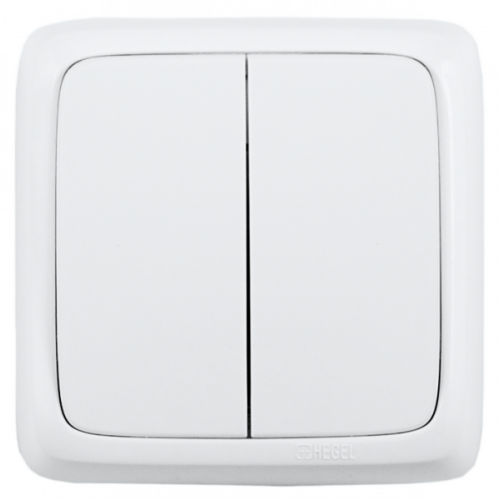 Выключатель открытой установки, двухклавишный, цвет белый | ВА10-151 | HEGEL
