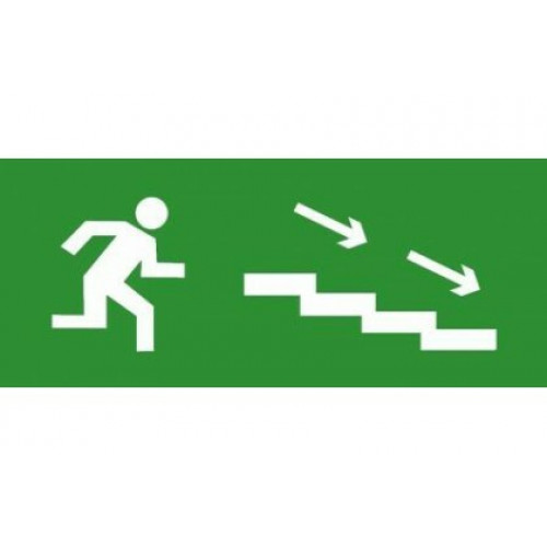 Эвакуационный знак ЭП12 По лестнице вниз направо 140x280 мм | ЭП12 140280 | TechnoLux