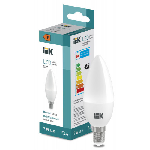 Лампа светодиодная Candle C37 600lm 4000K E14 | LL-I-C37-7-230-40-E14 | IEK