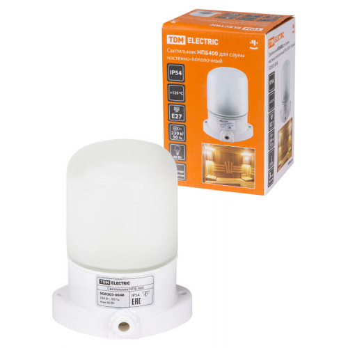 Светильник для бань и саун НПБ 400 60Вт ЛН E27 IP54 настенно-потолочный белый | SQ0303-0048 | TDM
