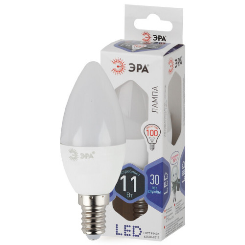 Лампа светодиодная LED 11Вт Е14 6000К smd B35-11w-860-E14 | Б0032984 | ЭРА