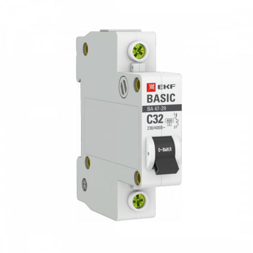 Выключатель автоматический однополюсный ВА 47-29 32А C 4,5кА Basic | mcb4729-1-32C | EKF