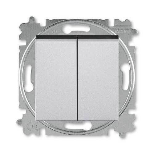 ABB Levit Серебро / дымчатый чёрный Выключатель кнопочный 2-кл. | 3559H-A87445 70W | 2CHH598745A6070 | ABB