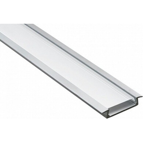 Профиль алюминиевый для светодиодной ленты встраиваемый широкий, серебро CAB252 2м ( в комплекте 2 заглушки) | 10293 | FERON