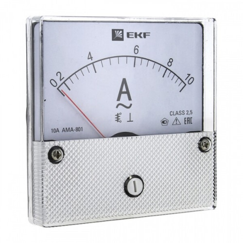 Амперметр AM-A801 аналоговый на панель 80х80 (круглый вырез) 10А прямое подключение EKF PROxima | ama-801-10 | EKF