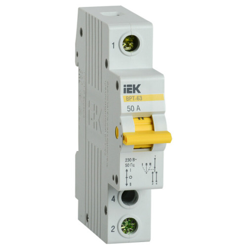 Выключатель-разъединитель (рубильник) трехпозиционный ВРТ-63 1п 50А | MPR10-1-050 | IEK