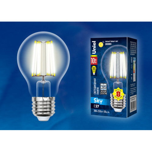 Лампа светодиодная LED-A60-10W/WW/E27/CL PLS02WH LED. 