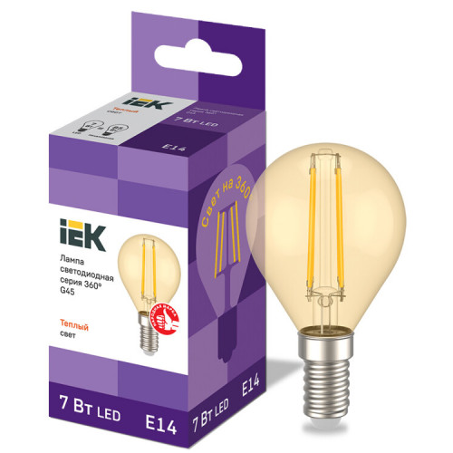 Лампа светодиодная LED G45 шар золото 7Вт 230В 2700К E14 серия 360° | LLF-G45-7-230-30-E14-CLG | IEK