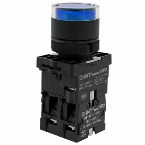 Кнопка управления NP2-BW3665 1НО+1НЗ , синяя, AC/DC230В(LED) IP40 | 574751 | CHINT