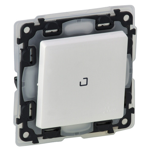 Valena LIFE Белый IP44 Выключатель 1-клавишный с подсветкой 10АХ 250В (с лицевой панелью) | 752161 | Legrand