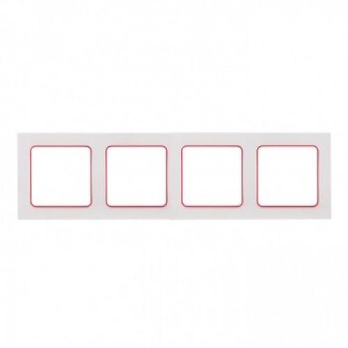 Стокгольм Рамка 4-местная белая с линией цвета красный PROxima | EAM-G-305-10 | EKF