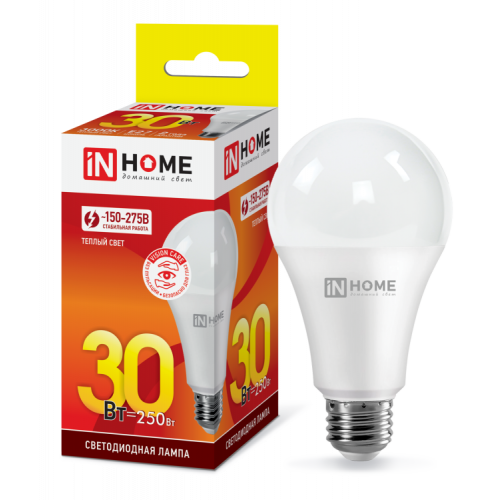 Лампа светодиодная LED-A70-VC 30Вт 230В Е27 3000К 2700Лм | 4690612024127 | IN HOME