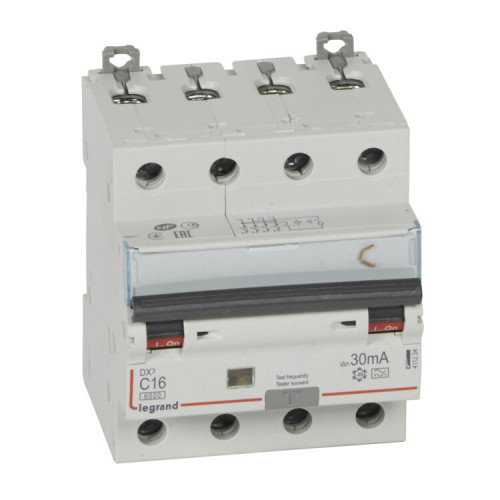 Выключатель автоматический дифференциального тока DX3 6000 4п 16А С 30мА тип A | 411234 | Legrand