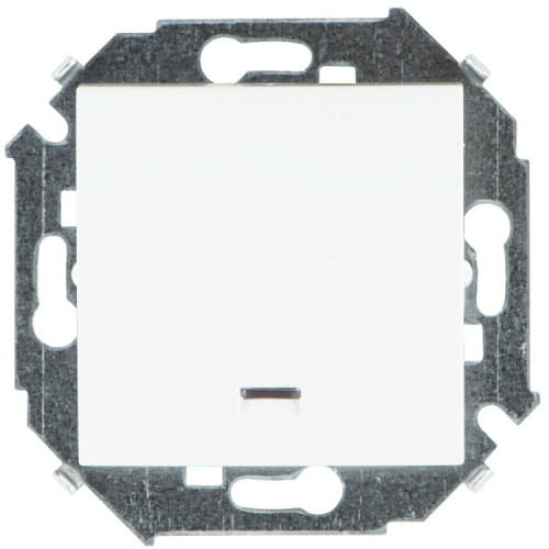Simon 15 Белый Выключатель 1-кл кнопочный с подсветкой, 16А 250В, винт. зажим | 1591160-030 | Simon