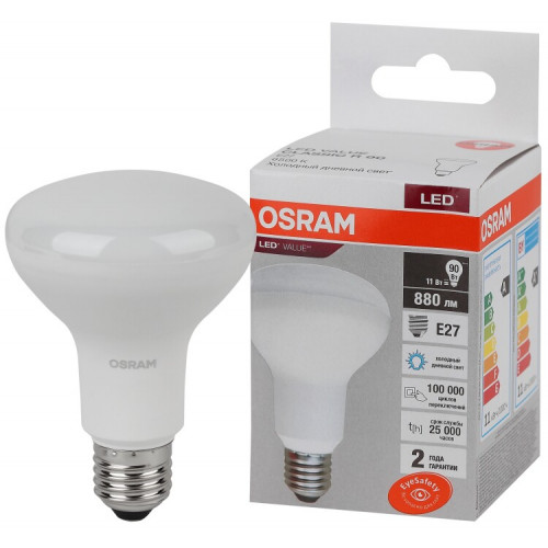 Лампа светодиодная LED Value R80 11W/865 230V E27 10X1     | 4058075582750 | OSRAM