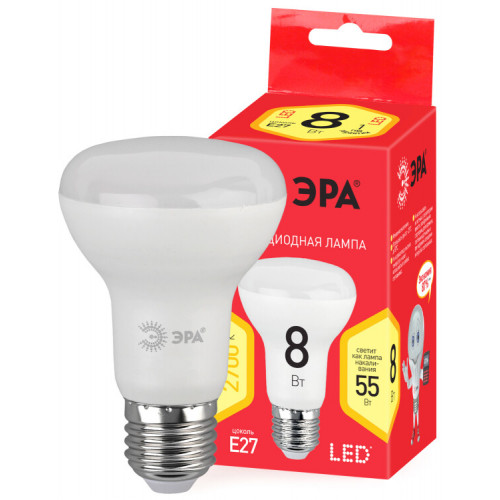 Лампа cветодиодная ECO LED R63-8W-827-E27 (диод, рефлектор, 8Вт, тепл, E27), (10/100/1500) | Б0020635 | ЭРА