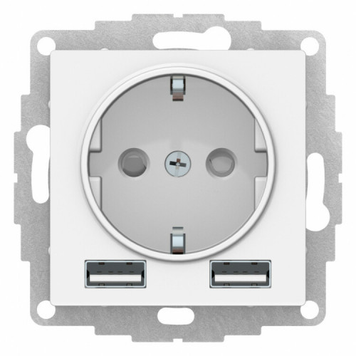 ATLASDESIGN Белый РОЗЕТКА 16А с 2 USB A+A, 5В/2,4А, 2х5В/1,2А, механизм | ATN000130 | Schneider Electric