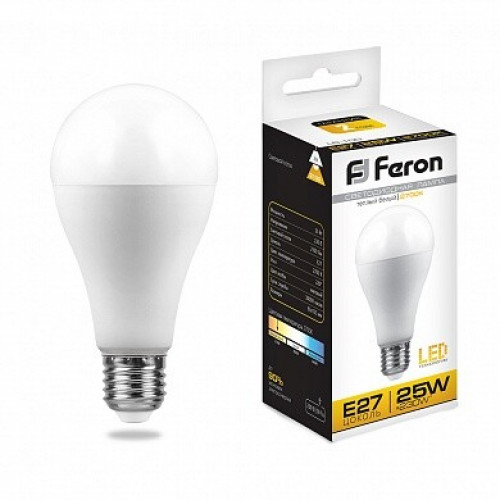Лампа светодиодная LB-100 (25W) 230V E27 2700K A65 | 25790 | FERON