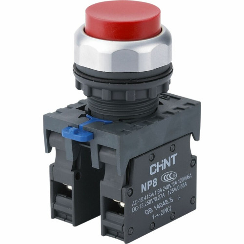 Кнопка выступающая NP8-11GN/4 без подсветки, красная 1НО+1НЗ IP65 (R) | 667110 | CHINT