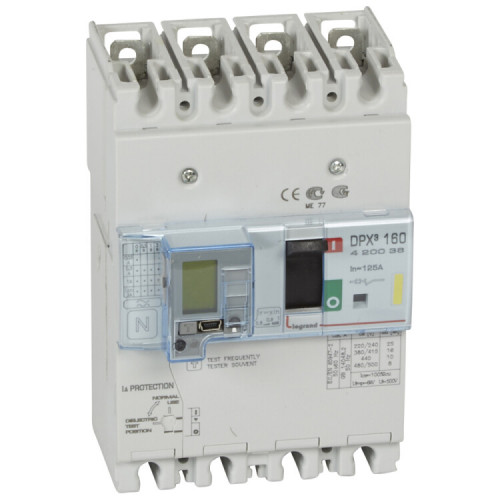 Автоматический выключатель DPX3 160 - термомагн. расц. - с диф. защ. - 16 кА - 400 В~ - 4П - 125 А | 420036 | Legrand