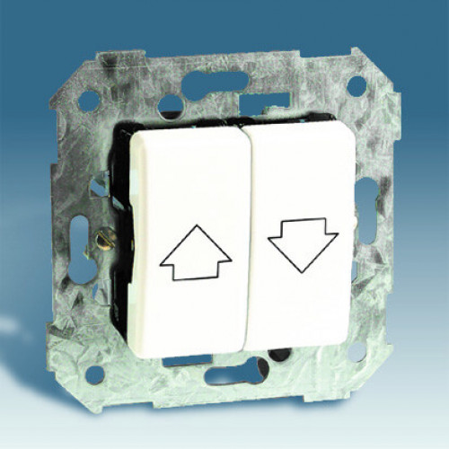 Simon 27 Выключатель 2-кл кнопочный для управления жалюзи (без блокировки), 10А 250В, S27, белый | 27396-65 | Simon