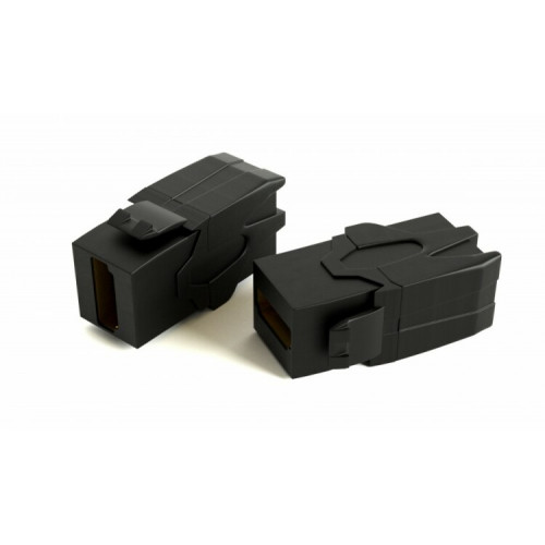 KJ1-HDMI-AV18-BK Вставка формата Keystone Jack с проходным адаптером HDMI 2.0 (Type A), 90 градусов, ROHS, черная | 251213 | Hyperline