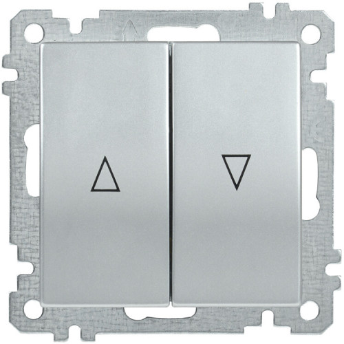BOLERO серебрянный Выключатель 2-клавишный жалюзи ВС10-1-5-Б | EVB25-K23-10 | IEK