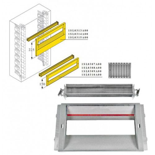 DIN-рейка+пластрон H=225мм для шкафа GEMINI (Размер2-3) | 1SL0313A00 | ABB