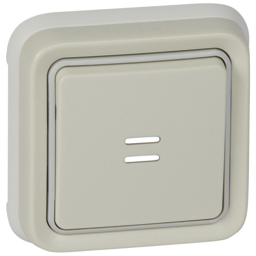 Plexo Белый Выключатель 1-клавишный с подсв. кнопочный (НО+НЗ- контакт) внутренний монтаж (в сборе) IP55 | 069861 | Legrand