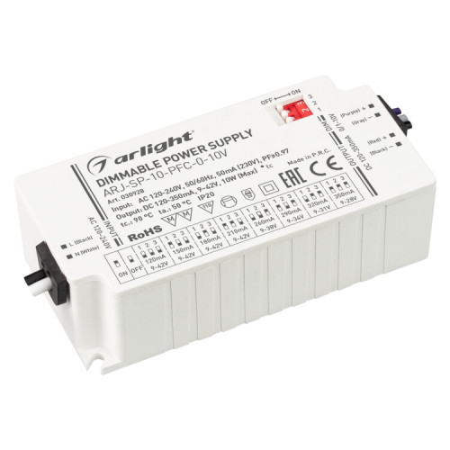 Блок питания ARJ-SP-10-PFC-0-10V (10W, 120-350mA) (Arlight, IP20 Пластик, 5 лет) | 030928 | Arlight
