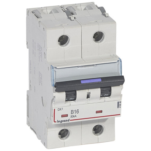 Выключатель автоматический двухполюсный DX3 16А B 50кА (3 мод) | 410098 | Legrand