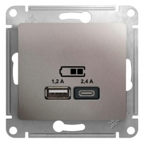 GLOSSA Платина USB РОЗЕТКА A+С, 5В/2,4А, 2х5В/1,2 А, механизм | GSL001239 | SE