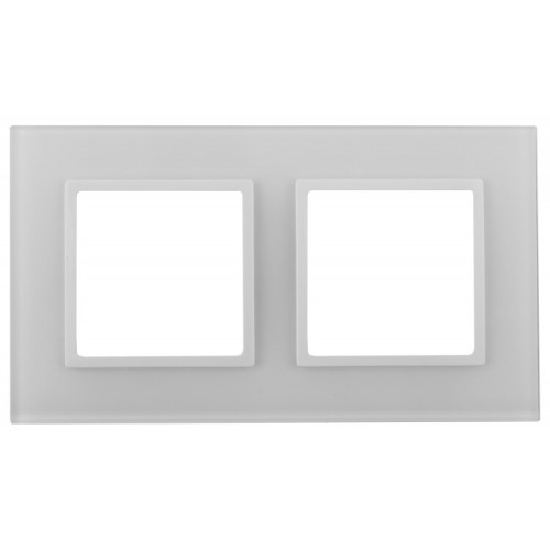 Рамка для розеток и выключателей Elegance 14-5102-01 на 2 поста, стекло, Elegance, белый+белый | Б0059168 | ЭРА