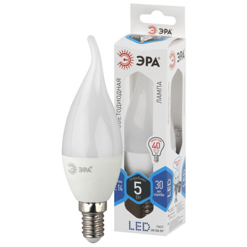 Лампа светодиодная LED 5Вт Е14 4000К СТАНДАРТ smd BXS-5w-840-E14 | Б0027968 | ЭРА