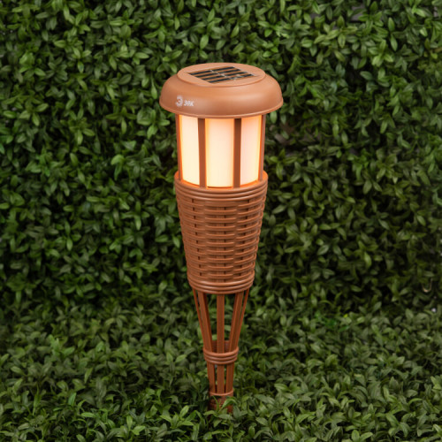 Светильник садовый уличный ERASF22-35 на солнечной батарее Факел бамбук | Б0053383 | ЭРА
