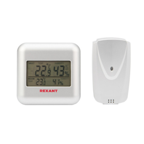 Термометр электронный REXANT S3341BF с часами и беспроводным выносным датчиком |70-0596 | REXANT