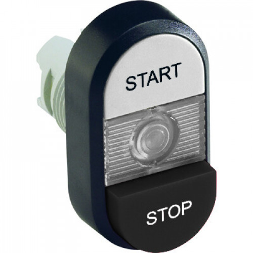 Кнопка двойная MPD19-11С (белая/черная-выступающая) прозрачная л инза с текстом (START/STOP) | 1SFA611148R1108 | ABB