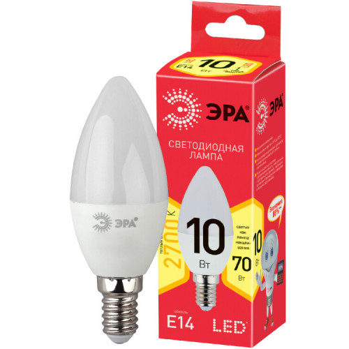 Лампа cветодиодная ECO LED B35-10W-827-E14 (диод, свеча, 10Вт, тепл, E14) (10/100/3500) | Б0032961 | ЭРА
