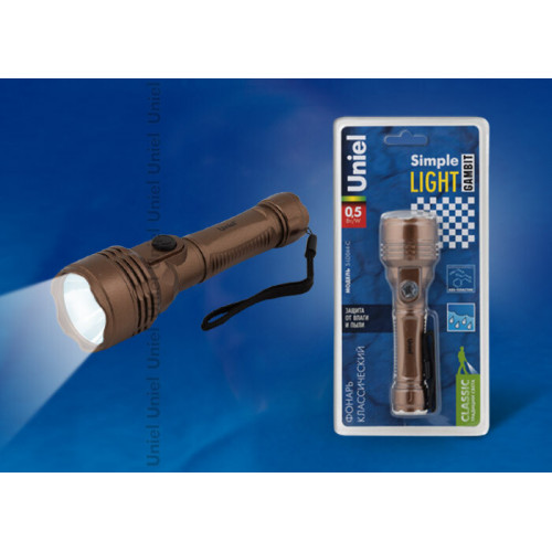 Фонарь универсальный S-LD044-C Brown «Simple Light Gambit», пластик 0,5 Watt LED, упаковка кламшелл, 2хАА н/к, цвет коричневый | UL-00000205 | Uniel