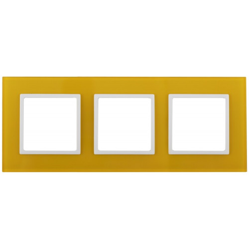 14-5103-21 Электроустановка ЭРА Рамка на 3 поста, стекло, Эра Elegance, жёлтый+бел | Б0034512 | ЭРА
