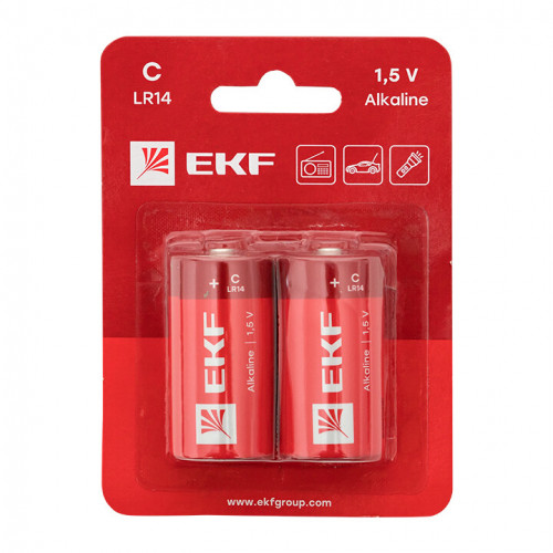 Батарейка алкалиновая типа C(LR14) блистер 2шт. | LR14-BL2 | EKF