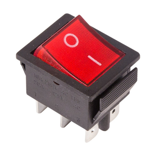 Выключатель клавишный 250V 15А (6с) ON-ON красный с подсветкой (RWB-506, SC-767) Индивидуальная упаковка 1 шт | 36-2350-1 | REXANT