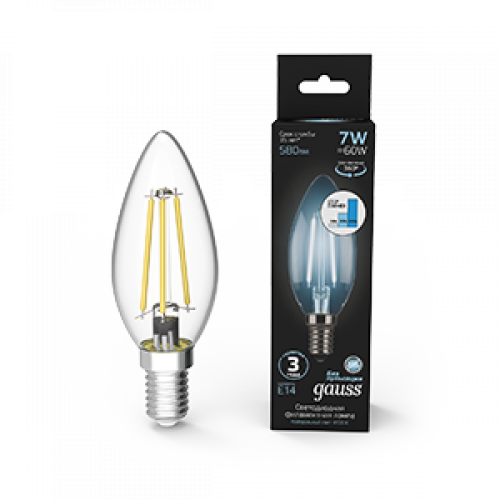 Лампа светодиодная Black LED Filament Свеча E14 7W 580lm 4100К step dimmable | 103801207-S | Gauss