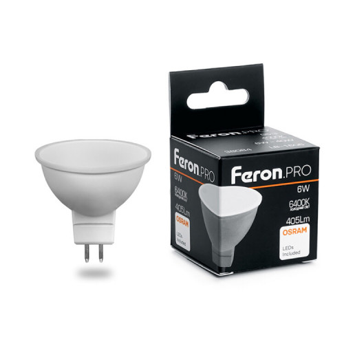 Лампа светодиодная .PRO LB-1606 MR16 G5.3 6W 6400K OSRAM LED | 38085 | Feron