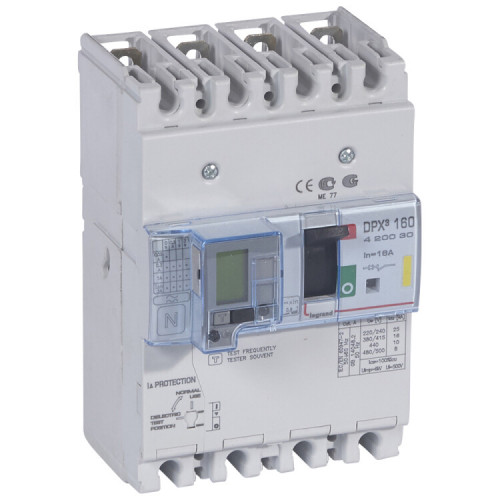 Автоматический выключатель DPX3 160 - термомагн. расц. - с диф. защ. - 16 кА - 400 В~ - 4П - 16 А | 420030 | Legrand
