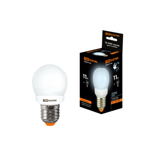 Лампа энергосберегающая КЛЛ 11Вт Е27 840 шарообразная G45 | SQ0323-0158 | TDM