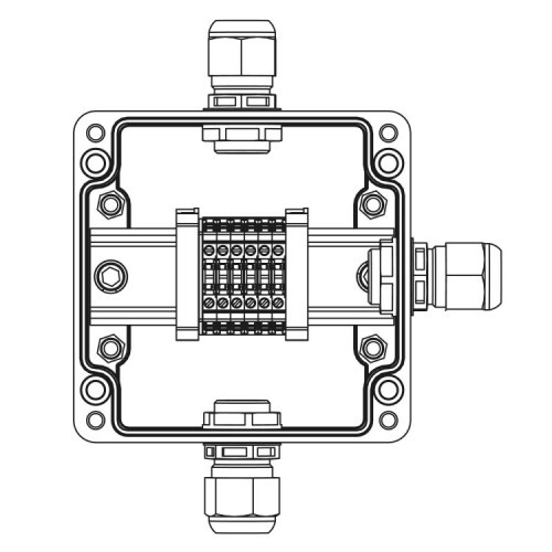 Взрывозащищенная клеммная коробка из полиэстера TBE-P-03-(6xCBC.2)-1xPABMP(A)-1xPABMP(C)-1xPABMP(D)1Ex e IIC Т5 Gb / Ex tb IIICT95°C Db IP66 | 1231.03
